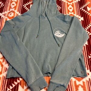 Roxy Washed Teal Cropped Crew Sweatshirt with Wave Logo